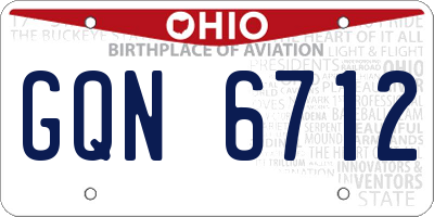 OH license plate GQN6712