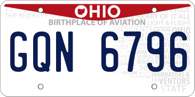 OH license plate GQN6796