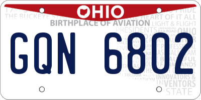 OH license plate GQN6802