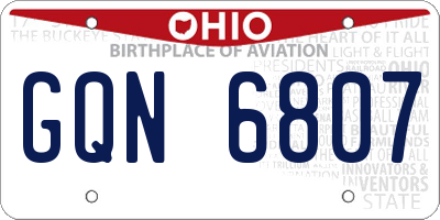 OH license plate GQN6807
