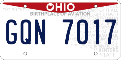 OH license plate GQN7017