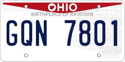 OH license plate GQN7801