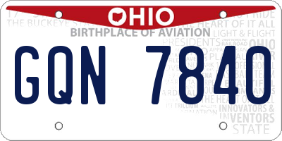 OH license plate GQN7840