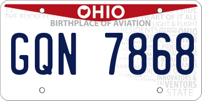 OH license plate GQN7868