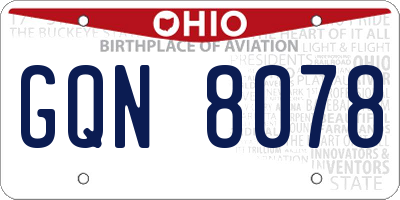 OH license plate GQN8078