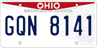 OH license plate GQN8141