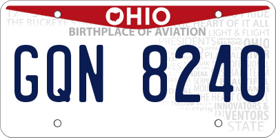 OH license plate GQN8240