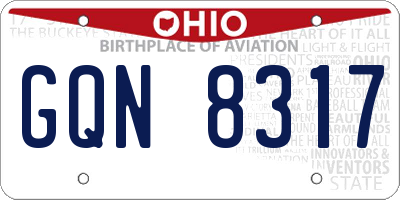OH license plate GQN8317