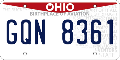 OH license plate GQN8361