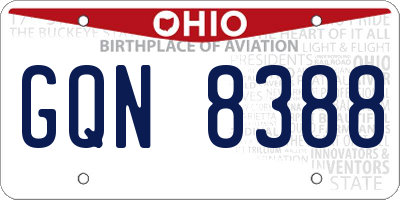 OH license plate GQN8388