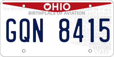 OH license plate GQN8415