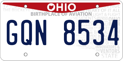 OH license plate GQN8534