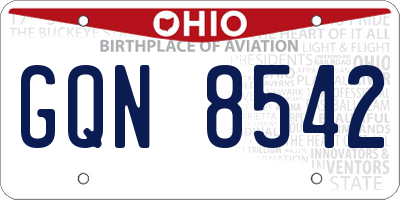OH license plate GQN8542