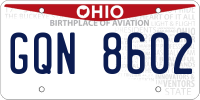OH license plate GQN8602