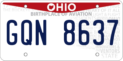 OH license plate GQN8637