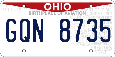 OH license plate GQN8735