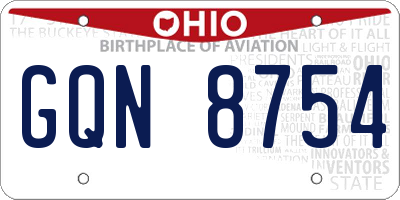 OH license plate GQN8754