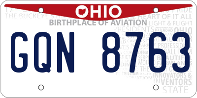 OH license plate GQN8763