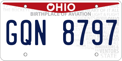 OH license plate GQN8797