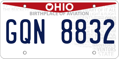 OH license plate GQN8832