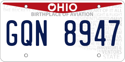 OH license plate GQN8947