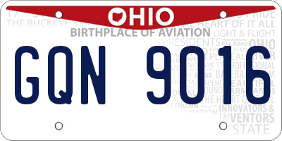 OH license plate GQN9016