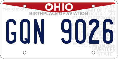 OH license plate GQN9026