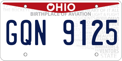 OH license plate GQN9125