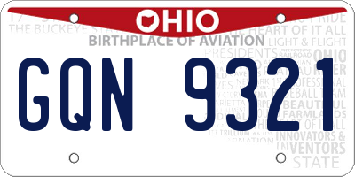 OH license plate GQN9321