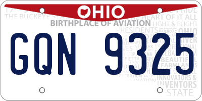 OH license plate GQN9325