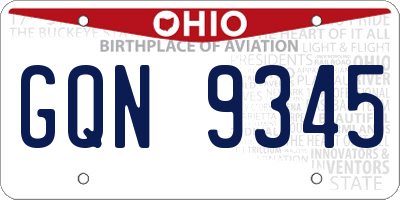 OH license plate GQN9345
