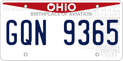 OH license plate GQN9365