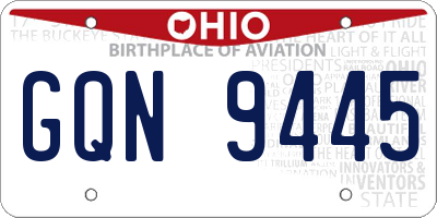 OH license plate GQN9445