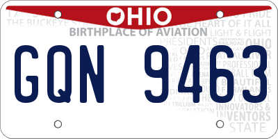 OH license plate GQN9463