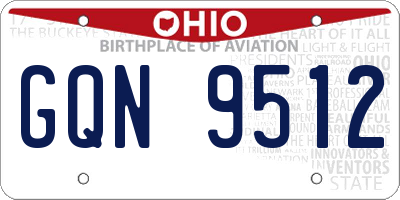 OH license plate GQN9512