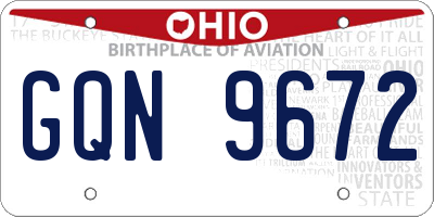 OH license plate GQN9672