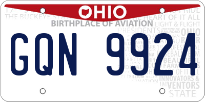 OH license plate GQN9924
