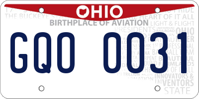 OH license plate GQO0031