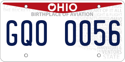 OH license plate GQO0056