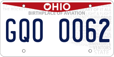 OH license plate GQO0062