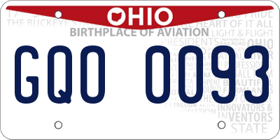 OH license plate GQO0093
