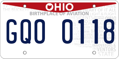OH license plate GQO0118