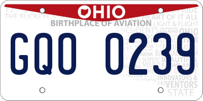 OH license plate GQO0239
