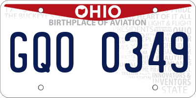 OH license plate GQO0349