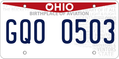 OH license plate GQO0503