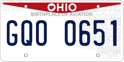 OH license plate GQO0651