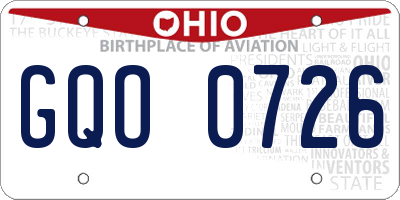 OH license plate GQO0726