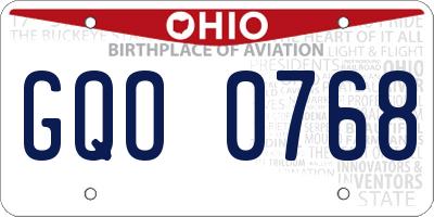 OH license plate GQO0768