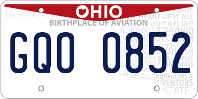 OH license plate GQO0852