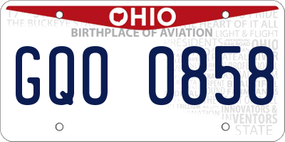 OH license plate GQO0858
